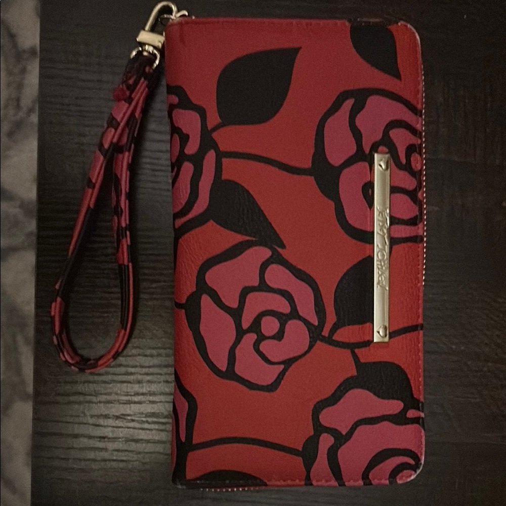 Betsey Johnson Red and Pink Floral Wallet